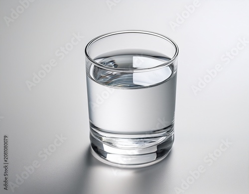 minimalist studio shot of a clear glass of water on a white surface