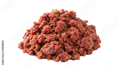 Photos Pile of fresh raw ground beef minced meat protein isolated on a transparent back