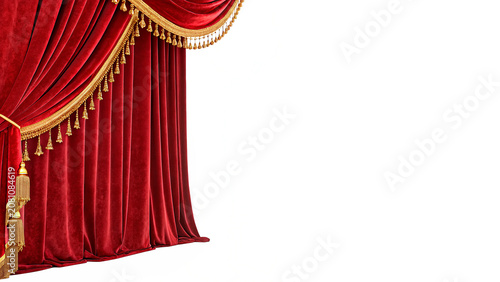 Bild auf Leinwand Luxury red velvet theater curtain side draping stage background isolated on tran