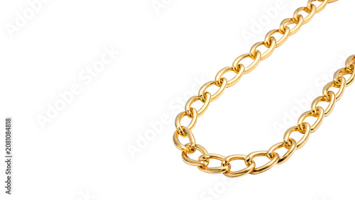 Fotografie Elegant shiny golden chain necklace luxury precious jewelry accessory isolated o