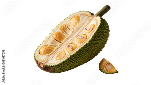 Canvas-taulu Fresh halved exotic jackfruit piece slice isolated on a transparent background