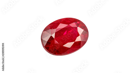 Fotografía Beautiful red ruby gemstone crystal precious faceted mineral isolated on transpa