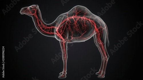 3D visualization of the camel arteries highlighted in full depiction