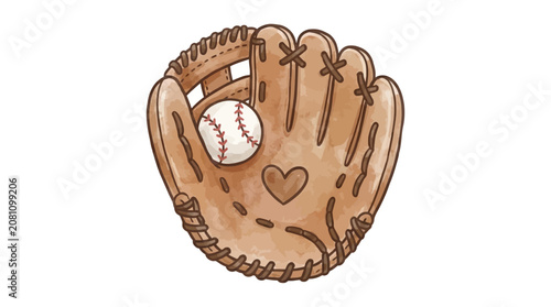 Professional Leather Baseball Glove Icon Isolated for Sports Training Equipment and Athletic Mitt to Catch Hardball in Stadium Field Game Illustration Graphic Vector Design Element