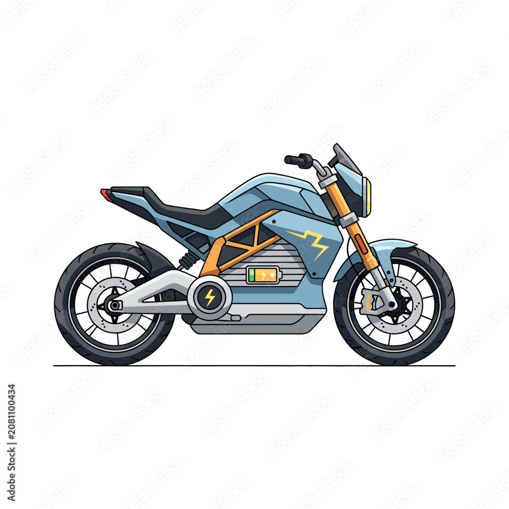 Obraz premium Modern Electric Motorcycle Vector Illustration