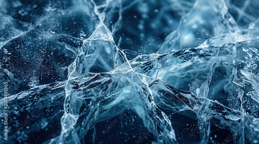 Fototapeta premium Blue ice winter background with cracks and grunge texture.