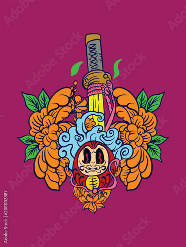 cute character illustration with japanese style for kaijune event