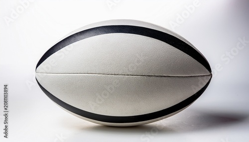 high quality image of a white rugby ball with black details isolated on a white background perfect for sports related designs and promotions