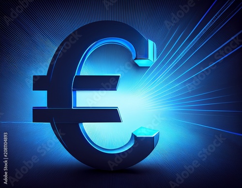 3d euro currency symbols in blue light