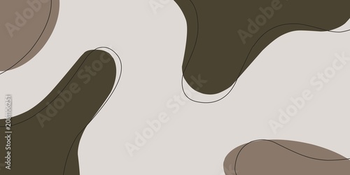 Canvastavla Abstract aesthetic background with organic fluid shapes and wavy lines in neutral earthy tones
