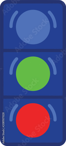 Simple flat traffic light icon with red green and blue circles