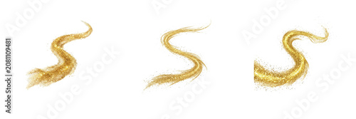 Quadro su tela Set of beautiful wavy golden blonde hair lock strand isolated on transparent bac