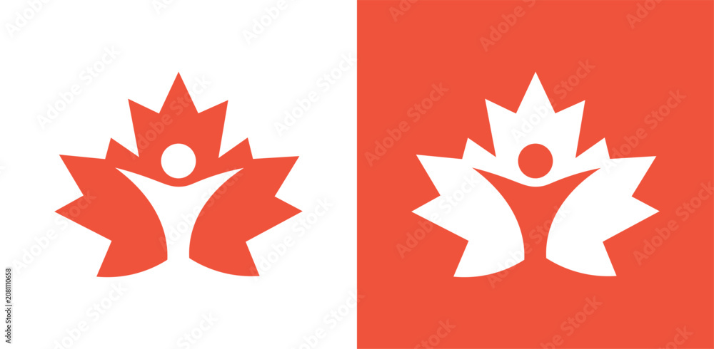 Fototapeta premium Human Leaf Logo Vector Nature Wellness Eco Healthcare Symbol