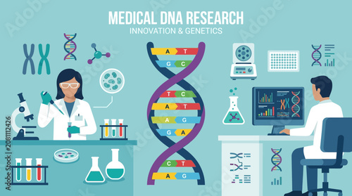 Medical DNA Research and Genetics Laboratory Concept