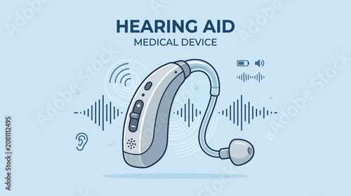 Modern Hearing Aid Medical Device Illustration