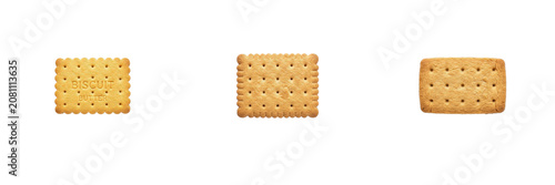 Set of single square baked cracker biscuit, crunchy dry snack isolated on transparent background, png design.