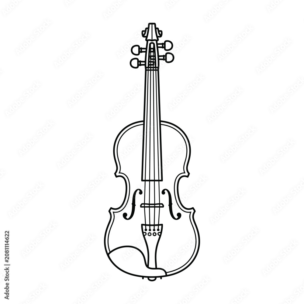 Fototapeta premium Classical string instrument outline artistic graphic element
