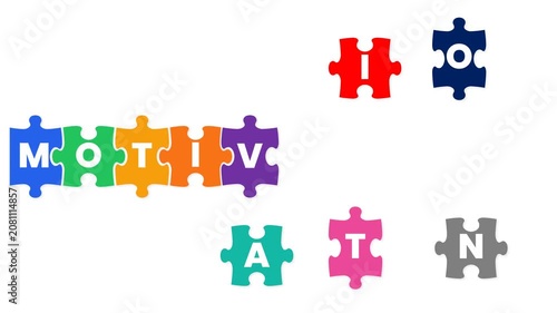Motivation Word Formation with Colorful Puzzle Pieces on Clean White Background