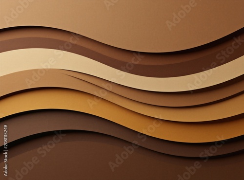 Abstract wavy layers of paper in earth tones. Warm natural colors create a smooth elegant background. Simple design with visual depth and contrast.