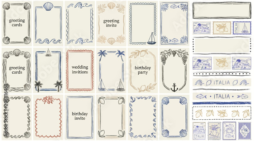 Bild auf Leinwand Set of Sixty Vintage Chalkboard Frame and Charcoal Border for Elegant Wedding In