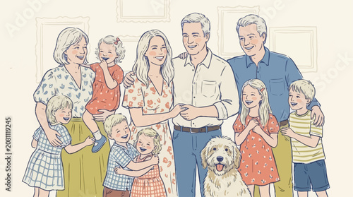 Tableau sur toile Joyful Multigenerational Family Gathering Portrait Featuring Smiling Mother Fath