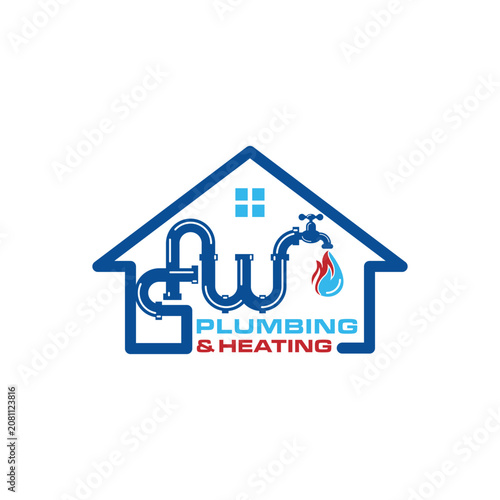 letter A W plumbing and heating logo, Simple Water Initial A W Letter Logo Design. Water Icon On Initial Letter W Logo Design.