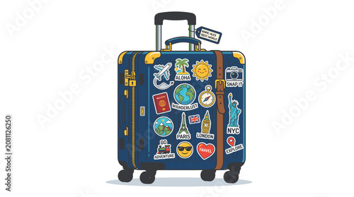 Konstfotografi Travel suitcase with colorful stickers.