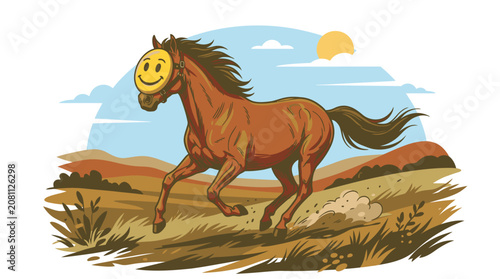 Konstfotografi Brown Horse With Smiling Face.