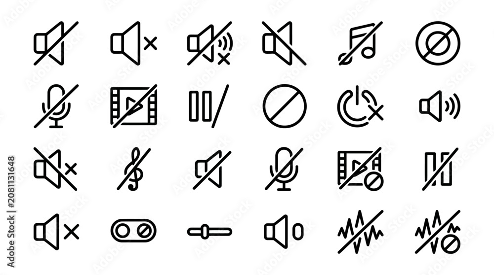 Fototapeta premium Vector Icons Mute and Silent Mode Icon Set for Multimedia Interface Design. EPS Editable