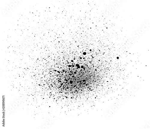 Slika na platnu Scattered black paint splatters on transparent background abstract texture grunge element