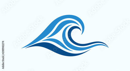 Abstract Blue Ocean Wave Logo Design