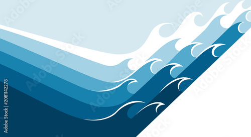 Abstract Blue Ocean Waves Background
