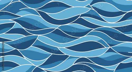 Abstract Blue Waves Pattern Background