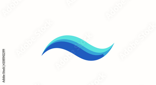 Abstract blue wave swirl on white background