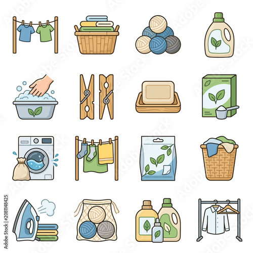 Household laundry and cleaning supplies collection