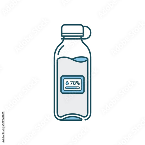 Illustration of a water bottle with humidity indicator.