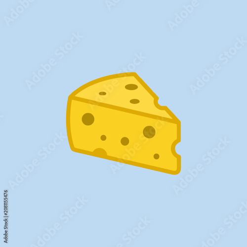Minimalist illustration of a yellow cheese wedge on blue background