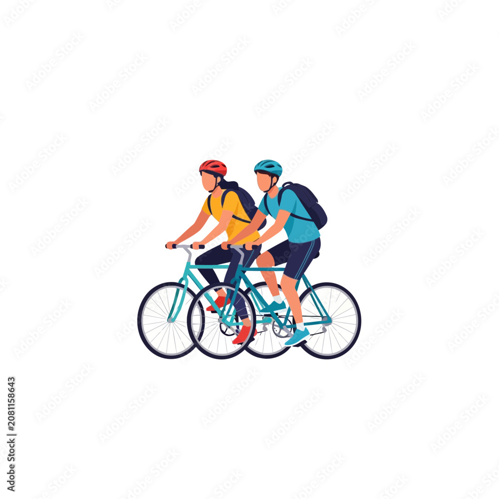 Obraz premium Two cyclists riding bicycles