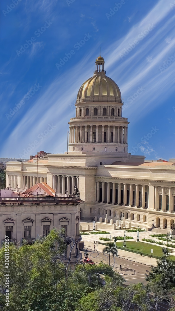 Fototapeta premium Havana Central Park plaza located between El Capitolio and central street, Paseo del Prado