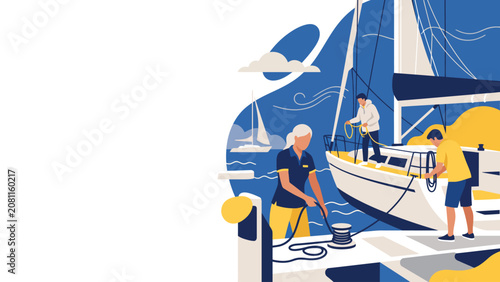 Bild auf Leinwand Multigenerational family enjoying a sailboat outing on calm summer waters