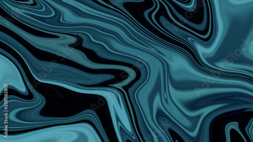 Konstfotografi Abstract teal and black marble liquid swirl texture background with abstract