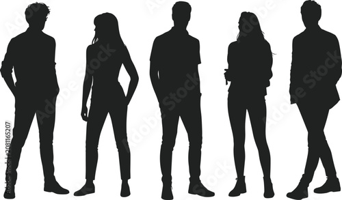 WebSilhouette group of diverse people standing together representing unity, teamwork, and community collaboration