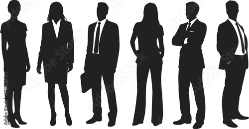 WebProfessional business team silhouettes symbolizing corporate unity, leadership, diversity, and teamwork collaboration
