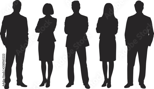 Silhouette business team standing together symbolizing unity, leadership, diversity, and corporate collaboration