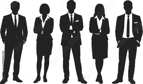 WebProfessional silhouette business team standing together symbolizing unity, leadership, diversity, and corporate collaboration