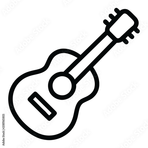 Tablou pe pânză Handdrawn Simple Outline Acoustic Guitar Musical Instrument Icon