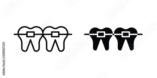 Принти на полотні Teeth with braces icon