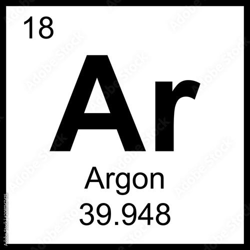 Argon periodic table element chemistry symbol. Vector Argon atom gas icon