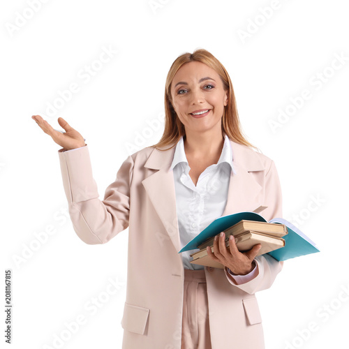 Female teacher with copyboo...
