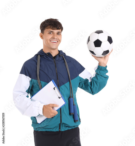 Male PE teacher with soccer...